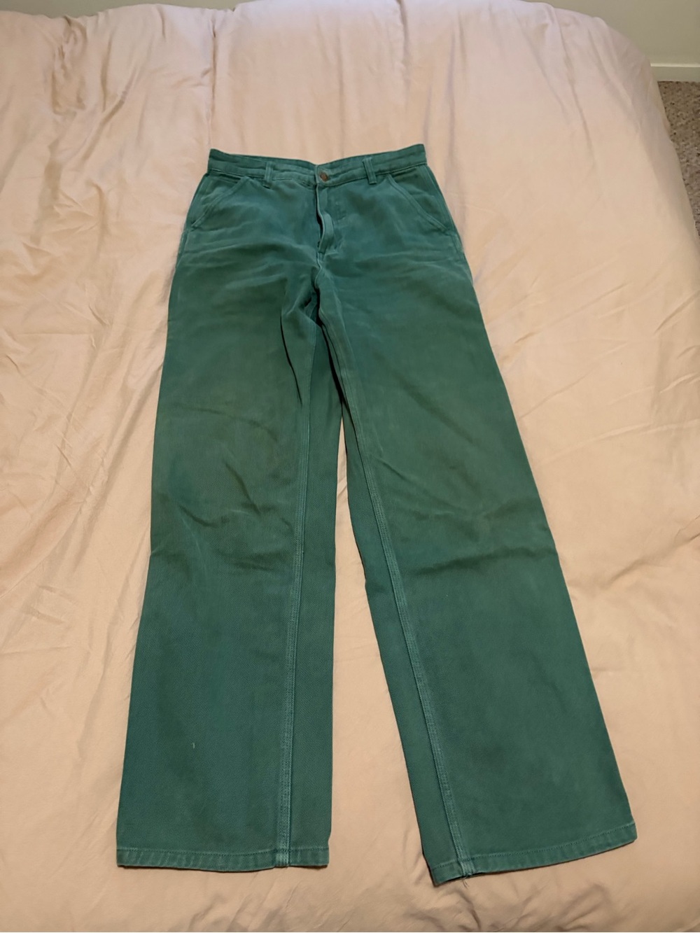 Thrills Teal Corduroy Straight-Leg Pants